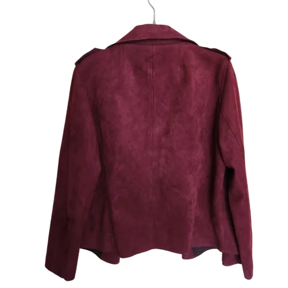 KUT FROM THE KLOTH JACEE DRAPED MOTO JACKET BURGANDY SIZE LARGE EUC - Picture 3 of 7